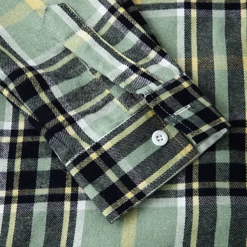 Vista 5 de Camisa con botones para hombre, con estampado a cuadros, estilo casual, holgada, manga larga, cómodas, sudaderas