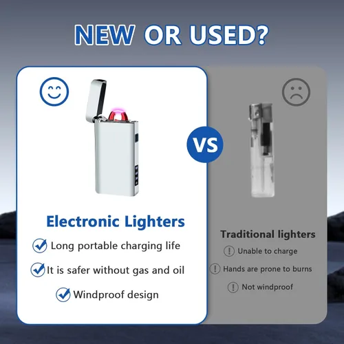 Vista 4 de GADATOP Encendedor eléctrico recargable USB, encendedor creativo personalizado, encendedores de plasma, luces LED de indicador de batería LED