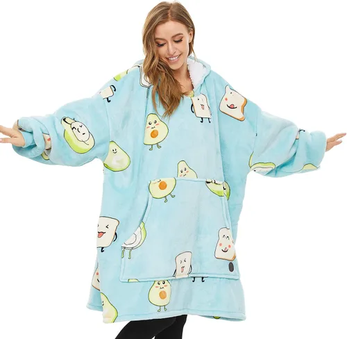 Vista 44 de THREE POODLE - Manta con capucha portátil para mujeres, sudadera con capucha de sherpa de gran tamaño para adultos hombres, mantas con capucha