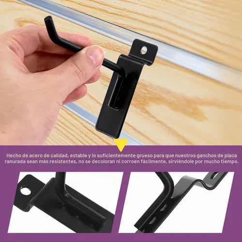 Vista 4 de Swpeet Kit surtido de 20 ganchos de pared resistentes de 2 pulgadas, accesorios Slatwall, ganchos para panel de pizarra, organización de garaje