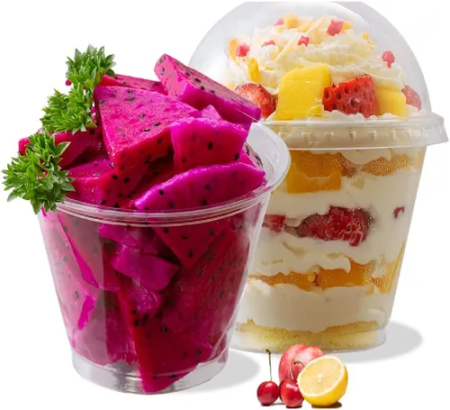 Vista 9 de Vasos de plástico transparente de 12 onzas con tapas de cúpula, tazas de postre con tapas (25 juegos), vasos desechables para fiestas de PET