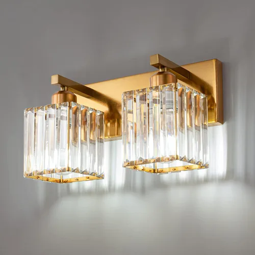 Vista 37 de Moderna lámpara de cristal para pared/tocador de baño, de 5 luces, color cromo Cromo torcido