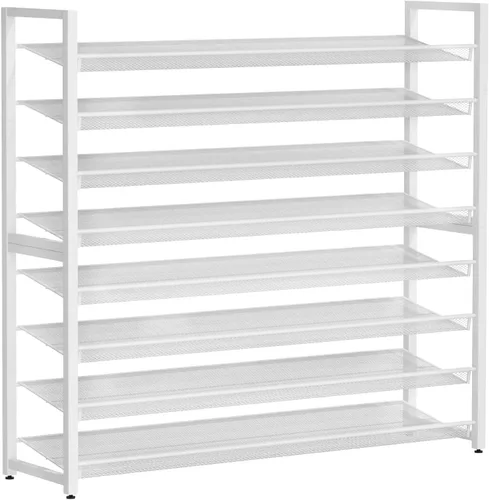 Vista 14 de Zapatero de metal, organizador de zapatos grande de 8 niveles, zapatero vertical de metal resistente de 4 niveles apilable para almacenamiento