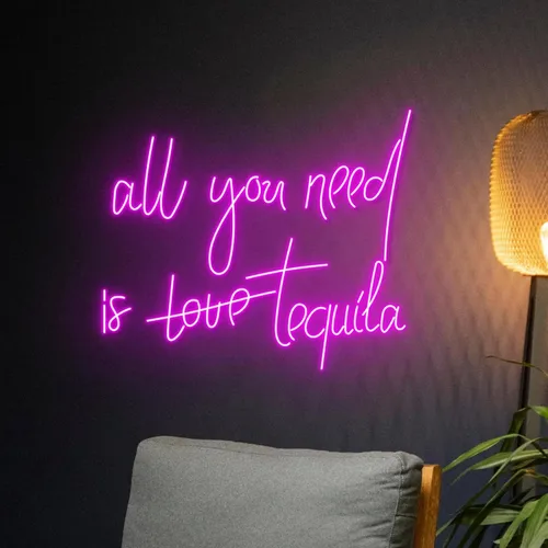 Vista 3 de Letrero de neón con texto en inglés «All You Need Is Tequila» de 23 pulgadas, para decoración de pared para el hogar, bar, pub, club