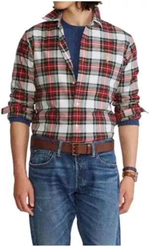 Vista 17 de POLO RALPH LAUREN Men's Classic Fit Plaid Oxford Shirt Blanco básico