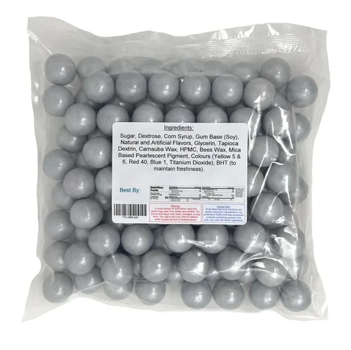 Vista 2 de YANKEETRADERS Gumballs con sabor a fruta plateada de 1 pulgada, 2 libras a granel