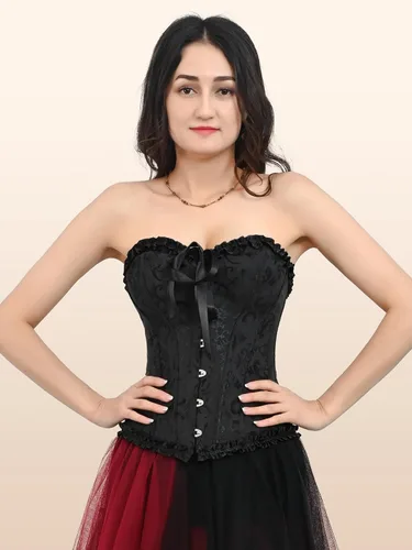 Vista 2 de Zhitunemi Tops de corsé renacentista para mujeres corsés blancos trajes de Halloween de talla grande - Ren Faire para el festival del Renacimiento