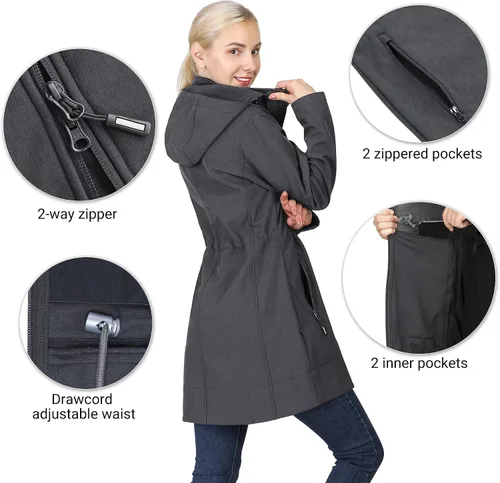 Vista 3 de Outdoor Ventures Caria Softshell - Cortavientos con capucha y forro polar para mujer