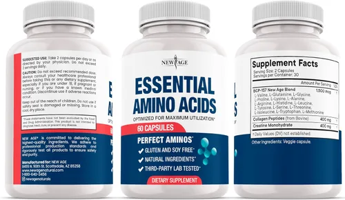 Vista 7 de NEW AGE Complejo de aminoácidos – 20 aminoácidos con BCAA, L-glutamina, L-arginina y ácido hialurónico – Apoya la recuperación, energía, salud