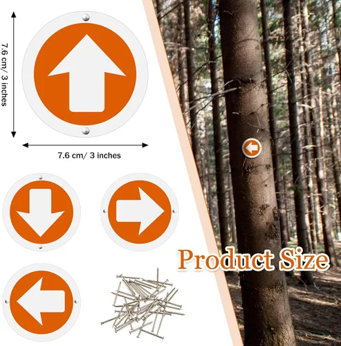 Vista 2 de Amylove Reflective Trail Markers Bright Lightweight Signs Glow Trail Arrows Markers for Tree Marking Reflector Camping Hunting Hiking and More