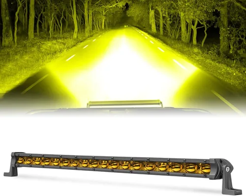 Vista 2 de ACEC SHOP Barra de luz LED ámbar de 20 pulgadas 90W, barra de luz ultra delgada de una sola fila, haz de punto, luces antiniebla para conducción