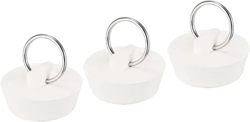 Vista 9 de uxcell Tapón de goma para fregadero, tapón de drenaje blanco para drenaje de 1 a 1-1/16 pulgadas con anillo para colgar para tina, cocina y baño, 3