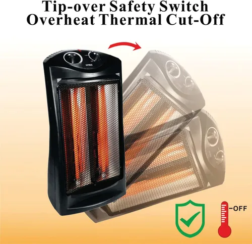 Vista 5 de Optimus H-5235 Ventilador Forzado Torre Calentador de Cuarzo con Termostato
