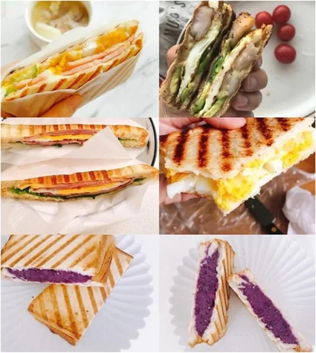 Vista 4 de Sartén para sándwich, sartenes de desayuno para evitar pegar panini haciendo panini patrón rejilla adecuada para hacer sándwiches