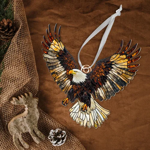 Vista 9 de FLAGWIX Regalos de águila calva de Navidad para hombres y mujeres - Adornos acrílicos planos 2D (no 3D) 2025 para decoraciones - Adorno de águila