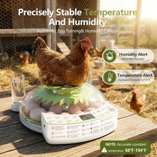 Vista 3 de Incubadora inteligente de 22 huevos, eclosión con un solo clic, control automático de humedad de temperatura, girador automático de huevos, vela