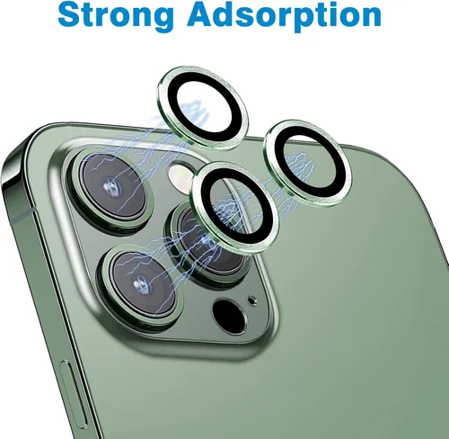 Vista 4 de Compatible con iPhone 13 Pro para iPhone 13 Pro Max, protector de lente de cámara antiarañazos, vidrio templado 9H, protector de cámara de metal a