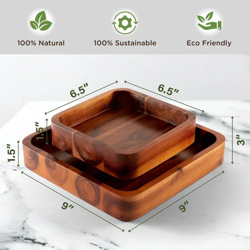 Vista 2 de FANATU Tazón de aperitivos de madera con almacenamiento de cáscara, cuenco de nueces con soporte doble para semillas de girasol, cacahuetes