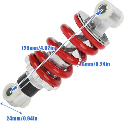 Vista 7 de Joyzan Amortiguador eléctrico para motocicleta, amortiguador de suspensión de amortiguamiento de agujero trasero, resorte ajustable, distancia