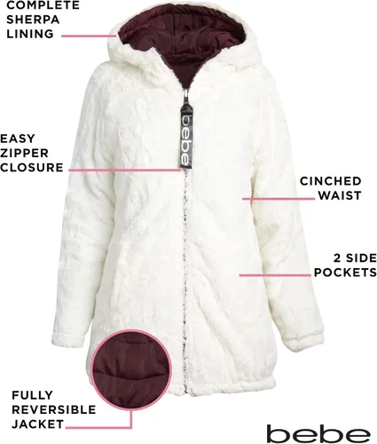 Vista 2 de bebe Abrigo de invierno para mujer Chaqueta acolchada Anorak Parka reversible con forro de piel sintética S-XL