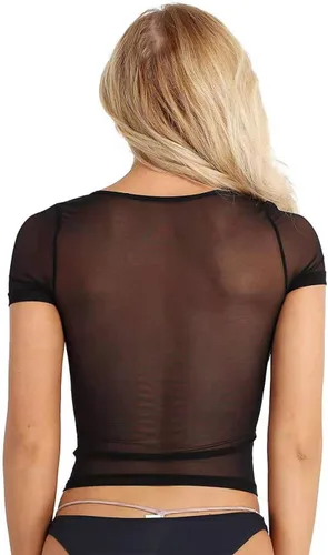 Vista 2 de Ypser Camiseta corta de malla de red para mujer de manga larga