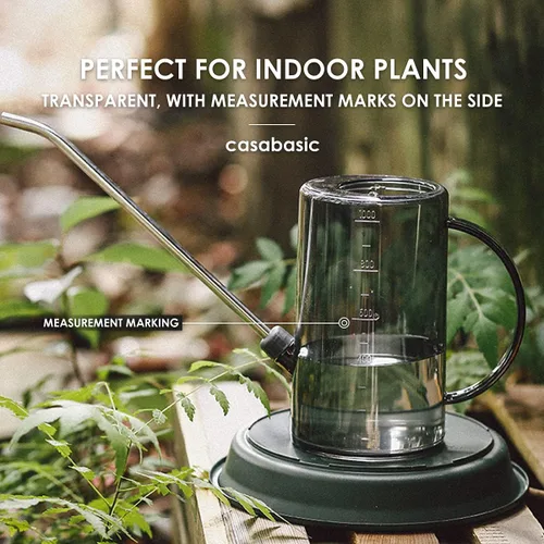 Vista 4 de Small Watering Can, Plant Water Can for Indoor Plants, Plant Waterer 1Liter Boquilla larga, para jardinería, flores, bonsái, plantas de interior Gris