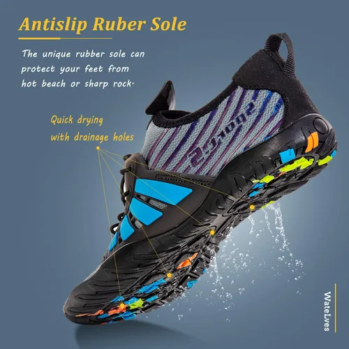 Vista 4 de WateLves - Zapatos de agua para hombres y mujeres, para natación, playa, piscina, surfear, hacer yoga o aeróbico acuático, calcetines para el agua