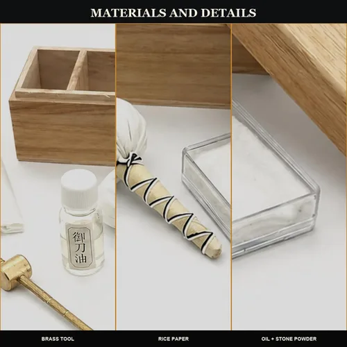 Vista 6 de Kit de limpieza y mantenimiento Katana con aceite de choji y bola Uchiko