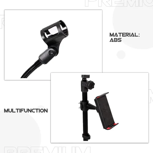 Vista 8 de SOLUSTRE Trípode de soporte de micrófono profesional ajustable con base antideslizante resistente soporte telescópico de micrófono para cantar