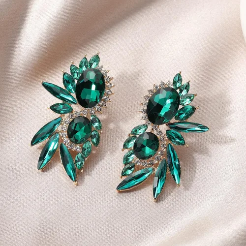 Vista 6 de Aretes colgantes vintage con diamantes de imitación para mujer
