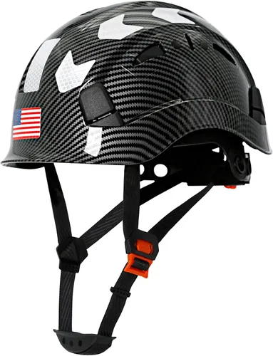 Vista 11 de Aolamegs Vented Carbon Fiber Pattern Hard Hat, ANSI Z89.1 Type 1 Class C Safety Helmet for Construction, OSHA Approved Work Hat with 6-Point