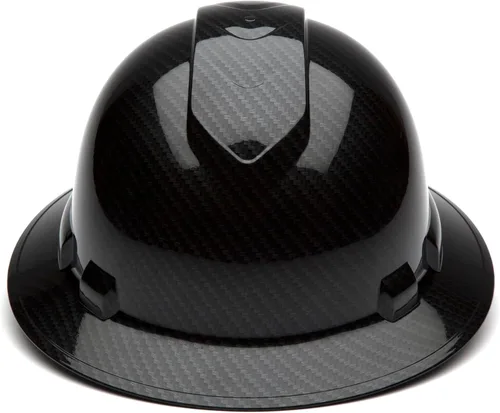 Vista 2 de Pyramex Ridgeline - Casco duro de ala completa con trinquete de 4 puntos, patrón de grafito negro brillante
