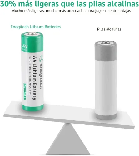 Vista 5 de Enegitech Batería de litio AA, batería de litio doble A de 1.5 V para cámara Blink al aire libre, bloqueo inteligente, cámara de sendero, linterna
