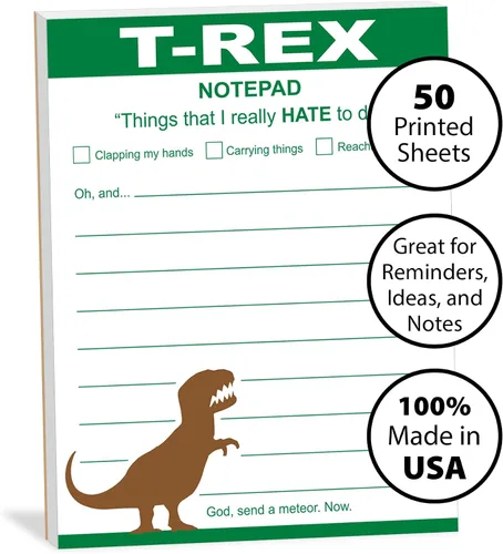 Vista 3 de Cuaderno de notas divertido "T-Rex Hates Doing Things" Bloc de notas T-rex