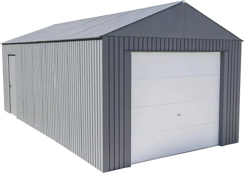 Vista 12 de Sojag Everest Galvalume Steel de 12 x 10 pies con paredes extra altas para garaje, edificio de almacenamiento, carbón