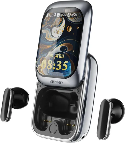Vista 8 de Auriculares Bluetooth,Auriculares inalámbricos con pantalla táctil Blanco