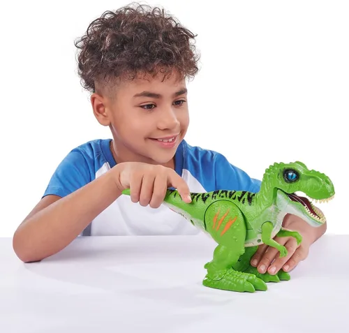 Vista 6 de Robo Alive Atacante T-Rex Verde - Juguete robótico con batería por Zuru, juguete de dinosaurio, regalo de cumpleaños para niños de 3 años en adelante