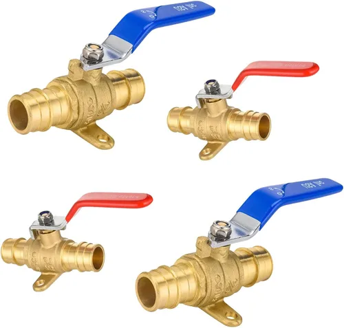Vista 9 de Válvula de bola azul, válvula de cierre Pex A de 1/2 pulgada con oreja, válvula de bola de cierre Pex de puerto completo de latón para agua, aire