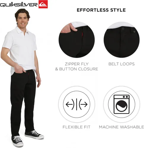 Vista 4 de Quiksilver - Jeans de mezclilla elásticos para hombre con 5 bolsillos y ajuste recto Negro azabache