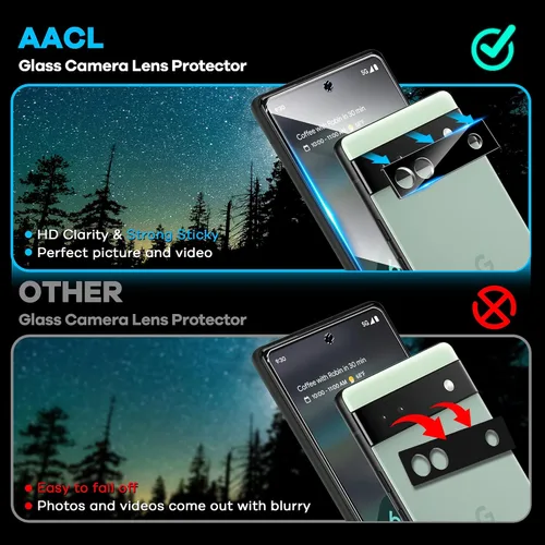 Vista 6 de AACL [Paquete de 3+3] Protector de pantalla de vidrio templado para Google Pixel 6a 5G de 6.1 pulgadas [2022] con protector de lente de cámara