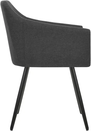 Vista 5 de Juego de 2 sillas de comedor modernas tapizadas de tela gris oscuro con diseño ergonómico y marco de metal para cocina y comedor