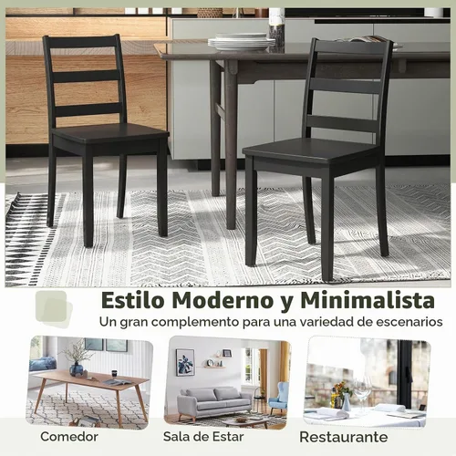 Vista 7 de ERGOMASTER Juego de 4 sillas de comedor de madera, sillas de cocina de madera sin brazos con respaldo, sillas laterales de restaurante para estudio