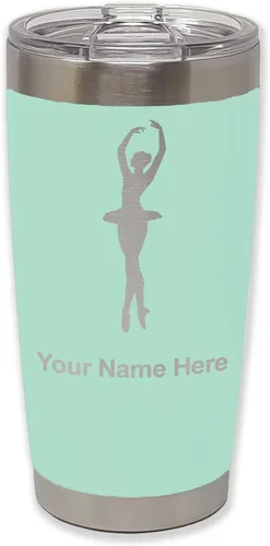 Vista 34 de LaserGram Vaso aislado al vacío de 20 onzas, bailarina de ballet, grabado personalizado incluido (negro)