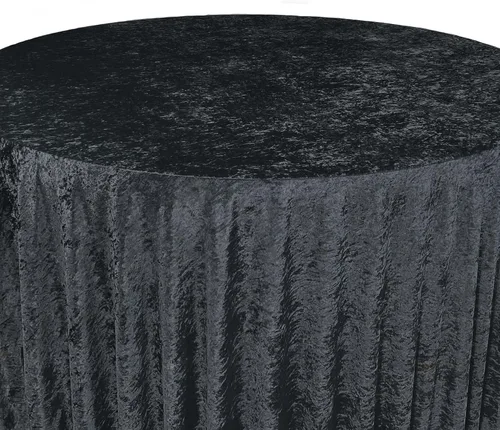 Vista 3 de YOUR CHAIR COVERS - Mantel redondo de terciopelo aplastado de 120 pulgadas para mesas redondas de 5 pies - Negro