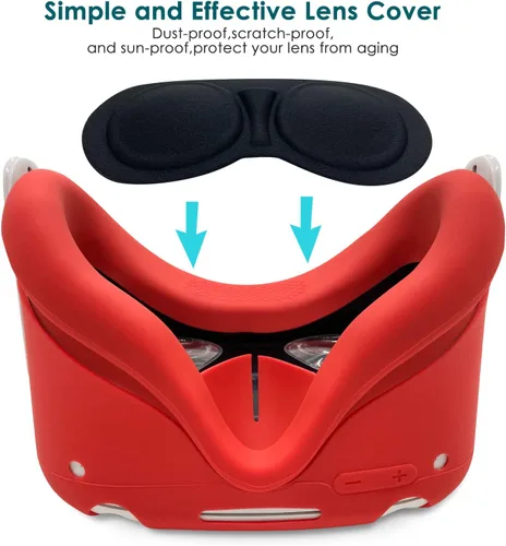 Vista 4 de JYMEGOVR for Oculus Quest 2 Controller Silicone Cover, Protective Case Set Accessories for Meta VR, Multi Colors Soft Shell Skin (Red)