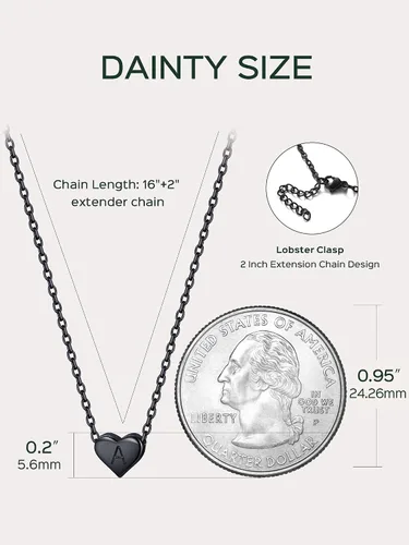 Vista 5 de ChicSilver Collares con inicial en forma de corazón de plata de ley 925 para mujer - Collar delicado con colgante de corazón personalizado y letra