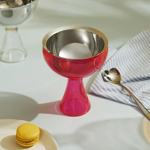 Vista 18 de Alessi AMMI01S AZ Big Love - Juego de helados de diseño, cuenco en acero inoxidable 18/10 y resina termoplástica, color azul y cuchara de acero