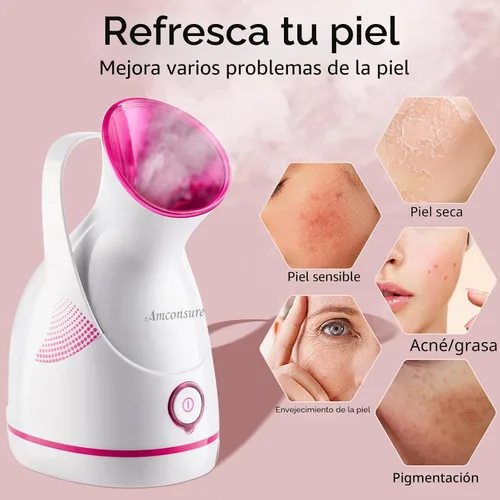 Vista 4 de Amconsure Vaporizador facial – vaporizador facial nano iónico, vaporizador de niebla cálida para sauna en el hogar, spa, humidificador para vapor