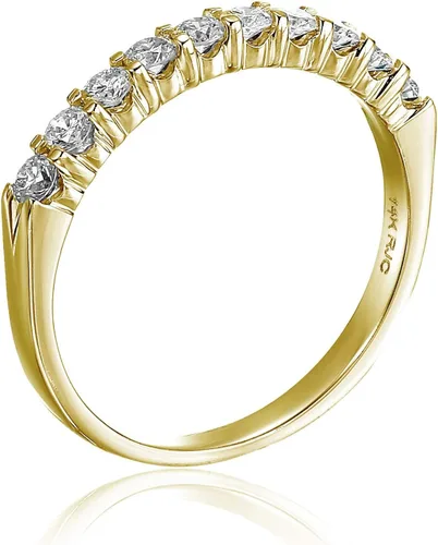 Vista 7 de Vir Jewels Anillo de boda con diamantes de 1 quilate, oro blanco de 14 quilates, 10 piedras redondas