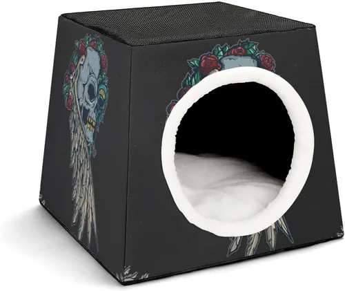 Vista 12 de Cama interior para gatos, sofá para gatos, cubo de gato impreso con almohada pequeña para gatitos, perros pequeños, bloques